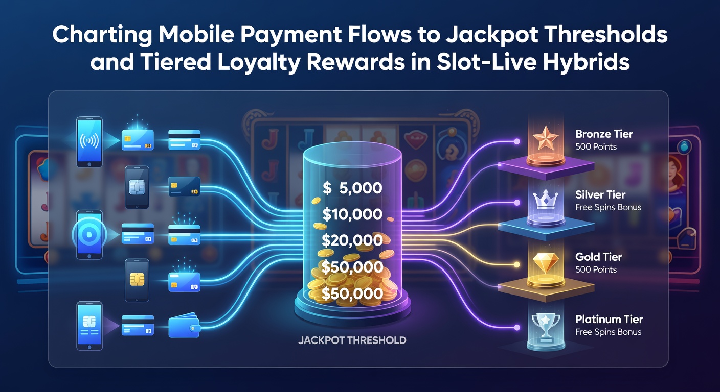 Diagramm der mobilen Zahlungsflüsse zu Jackpot-Schwellenwerten und Loyalitätsstufen in Hybridspielen
