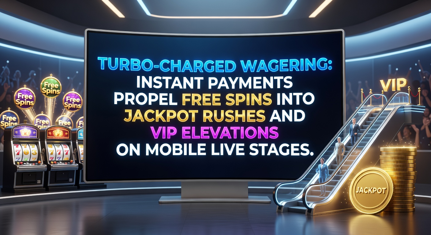 Smartphone mit blitzschnellen Zahlungen und drehenden Slot-Rädern auf einem Live-Casino-Hintergrund, das den Übergang von Freispielen zu Jackpots symbolisiert
